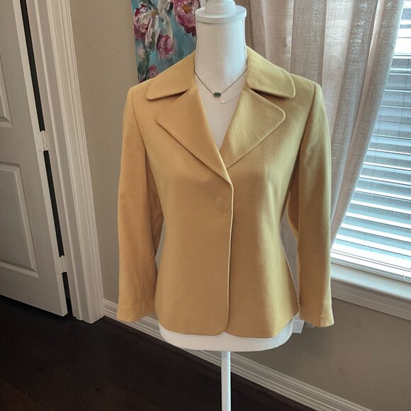 Luxury Akris Punto Women's Wool‎ & Angora Caramel Blazer Jacket Size 6 - Picture 7 of 9